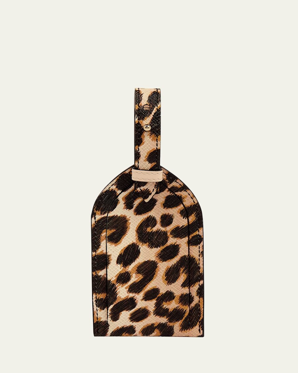 Leopard Leather Luggage Tag